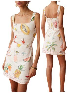 Anaya Annika Seaside Escape Linen Blend Mini Dress Size 6 NWT